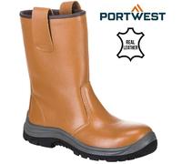 Portwest Tan Leather Steel Toe Cap Unlined Safety Work PPE Rigger Boots S1P Size
