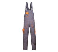 Portwest TX12 Men's Texo Contrast Bib and Brace Work Overalls Workwear Dungarees with Storage Knee Pad Pockets Adjustable Fit Elasticated Back, Grey, 4XL