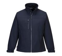 Portwest TK41 Charlotte Women's Softshell (3L) Long Sleeve Machine Washable | Navy, Large, Secure Fit, Micro Polar Fleece Lined, Bonded with Shell, Water Resistant Zips, Phone Pocket, Hook and Loop Cuffs
