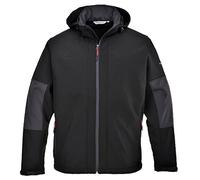 Portwest TK53 Softshell Polyester Long Sleeve Waterproof Hooded | Black, X Large, Micro Polar Fleece Lined, Bonded with Shell, Internal Pocket, Phone Pocket, Safe Storage, 5 Pockets, Security