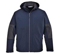 Portwest TK53 Softshell Polyester Long Sleeve Waterproof Hooded | Navy, Large, Micro Polar Fleece Lined, Bonded with Shell, Internal Pocket, Phone Pocket, Safe Storage, Five Pockets, Security