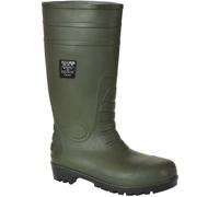 Portwest Safety Wellington Boots Total S5 - Steel Toecap, PVC Waterproof - Green Size 11