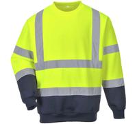 Portwest B306 Hi-Vis Contrast Sweatshirt ANSI Certified Reflective Workwear Durable Warm 40+ UPF Protection for Construction Rail and Industrial Use, Yellow/Navy, XXXL