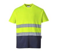 Portwest S173 Two Tone Cotton Comfort Yellow Navy Workwear T-Shirt Size Medium