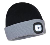 Portwest Two Tone LED Rechargeable Beanie Blk/Gry (Pack of 12)