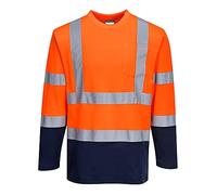 Portwest Two-Tone Long Sleeved Cotton Comfort Polo, Color: Orange/Navy, Size: L, S280ONRL