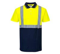 Portwest Mens Hi Vis Contrast Polo Short Sleeve Shirt Yellow / Navy 5XL