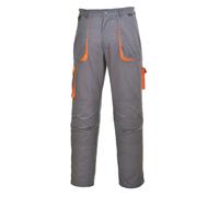 Portwest TX11 Texo Contrast Trousers Elasticated Waist 2 Thigh Pockets Grey | Grey, 2X Large, EN 14404, UPF 40+, Tall Leg, 40% Polyester, Bartacked at All Stress Points, Hook and Loop Hems, Workwear