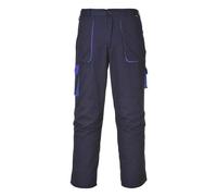 Portwest TX11 Texo Contrast Trousers Elasticated Waist 2 Thigh Pockets Navy | Navy, Large, EN 14404, UPF 40+, Regular Fit, 60% Cotton, Bartacked at All Stress Points, Hook and Loop Hems, Workwear