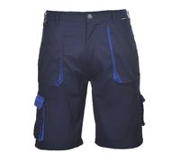 Portwest TX14 Texo Contrast Shorts Half Elasticated Waist 2 Thigh Pockets | Navy, 2X Large, UPF 50+, Regular Fit, 60% Cotton, 100% Polyester, Handy Waistband D Ring, UV Protection, Durable, Workwear