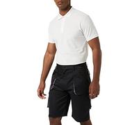 Portwest TX14 Texo Contrast Work Shorts 7 Pocket Multi Function Utility Breathable Summer Workwear Durable Safety Sitewear with Elastic Waist, Black, Medium