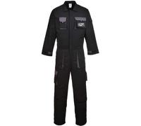 Portwest TX15 Men's Texo Contrast Coveralls Durable Cotton Protective Work Overalls Workwear Knee Pad Pockets Two-Way Zip Elastic Waist Boiler Suit for Mechanics Warehouse Garages DIY, Black, 3XL
