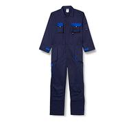 Portwest TX15 Men's Texo Contrast Coveralls Durable Cotton Protective Work Overalls Workwear Knee Pad Pockets Two-Way Zip Elastic Waist Boiler Suit for Mechanics Warehouse Garages DIY, Navy, L