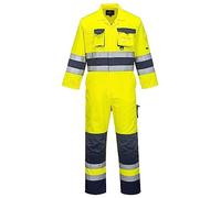 Portwest TX55 Men's Nantes Hi Vis Reflective Boiler Suit Overalls Coverall Safety Class 3 Yellow/Navy, S