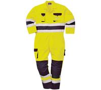Portwest TX55 Nantes Hi Vis Overalls with Kneepad Pockets - Yellow/Navy - S