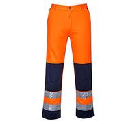 Portwest TX71 Seville Hi-Vis Contrast Waterproof Work Trousers Orange/Navy, Small