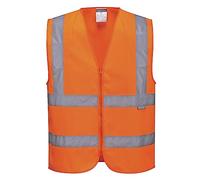 Portwest Unisex Hi-Vis Zipped Vest, Orange, M