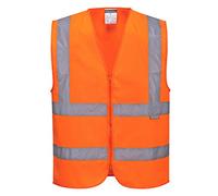 Portwest Unisex Hi-Vis Zipped Vest, Orange, S