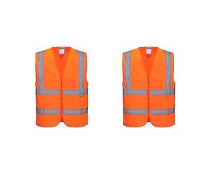 Portwest Unisex Hi-Vis Zipped Vest, Orange, S