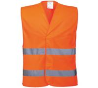 Portwest Unisex High Visibility Two Band Safety Work Vest (Pack Of 2)
