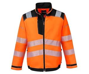 Portwest Unisex Vision Hi-Vis Work Jacket, Orange Black, XXL
