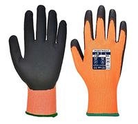 Portwest Vis-Tex Cut Resistant Glove - PU, Size: S, Colour: Orange/Black, A625O8RS