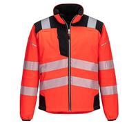 Portwest T402 Men's PW3 Hi Vis Safety Jacket - Windproof Water Resistant High Visibility Reflective Softshell Jacket Red/Black, XX-Large