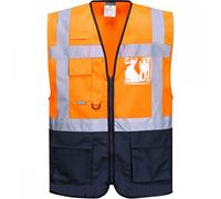 Portwest Warsaw Executive Vest Orange/Navy XL Colour: Orange/Navy, Che XL