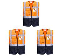 Portwest Warsaw Executive Vest, Size: L, Colour: Orange/Navy, C476ONRL (Pack of 3)