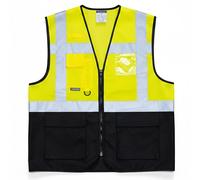 Portwest Warsaw Hi Vis Contrast Executive Vest ID & Hand Pockets, Front Zip