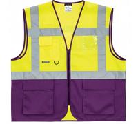Portwest Warsaw Hi Vis Contrast Executive Vest ID & Hand Pockets, Front Zip