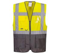 Portwest Warsaw Hi-Vis Vest Executive Safety Multi Pockets Dual ID Holder C476