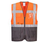 Portwest Warsaw Hi-Vis Vest Executive Safety Multi Pockets Dual ID Holder C476