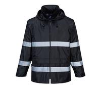 Portwest Waterproof Hi-Vis Iona Classic Rain Jacket Reflective Tape Hooded Coat