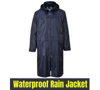 Mens Long Waterproof Jacket Hooded Lightweight Outdoor Classic Outdoor Rain Coat