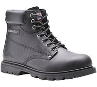 Portwest Welted Boot Padded Split Leather Lace-Up Fastening Rubber Outsole | Black, 8, Slip Resistant, Steel Toecap, Breathable, Construction