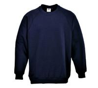 Portwest B300 Roma Sweatshirt Durable Soft Workwear Crew Neck Fleece 40+ UPF Sun Protection Comfortable Fit for Casual Corporate and Industrial Use, Dark Navy, XL