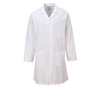 Portwest 2852 Standard Lab Coat Kingsmill Polycotton Professional Protective Workwear Concealed Stud 3 Pocket Storage Durable Comfortable Non-Shrinking, White, S