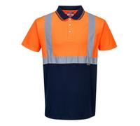 Portwest Mens Hi Vis Contrast Polo Short Sleeve Shirt Orange / Navy 4XL