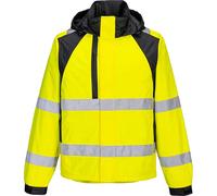 Portwest WX2 Eco Hi Vis Waterproof Rain Jacket Yellow / Black M