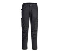 Portwest CD881 Men's WX2 Work Trousers - Slim Fit Eco Stretch Trade Trousers with Cargo and Knee Pad Pockets Black, 38