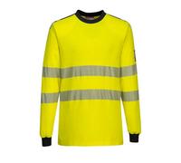 (Yellow/Navy, L) Portwest WX3 Flame Resistant Hi-Vis T-Shirt