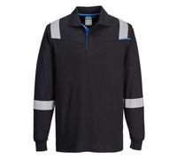 Portwest FR711 WX3 Flame Resistant Long Sleeve Polo Black 3XL Colour: 3XL