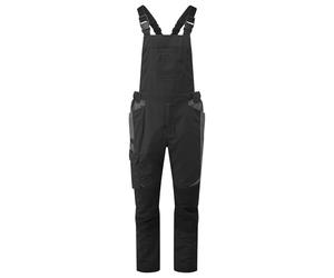 Portwest WX3 T746 Industrial Wash Bib and Brace Durawash | Black, X Large, Polycotton Stretch, Durawash, Triple Stitched Seams, Nine Pockets, Knee Pad Pockets