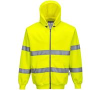 (Yellow, XS) Portwest Hi-Vis Zip Front Hoodie
