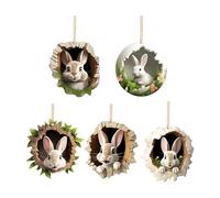 PORUPAEL 10pcs Rabbit Easter Ornament Cute Rabbit Hanging Pendant Acrylic Easter Hanging Decorations Bunny Car Hanging Ornament Easter Bunny Decorations Set Funny Easter Ornaments