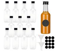 PORUPAEL 12 Pack Mini Liquor Bottles with Lids, Small Plastic Miniature Alcohol Bottles with 2 Funnels and 24 Stickers, Reusable for Wine, Juice (60ml)