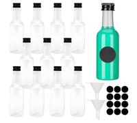 PORUPAEL 12 Pack Mini Liquor Bottles with Lids, Small Plastic Miniature Alcohol Bottles with 2 Funnels and 24 Stickers, Reusable for Wine, Juice (100ml)