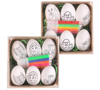 PORUPAEL 12Pcs Easter Egg Decorations Crafts Kit with Paint Pen DIY Easter Egg Painting Kit Plastic Easter Eggs Hunt Decorations Easter Eggs Crafts Gifts for Kids Table Window Decor