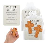 PORUPAEL 2 Pcs Prayer Cross Gift Sets - Handcrafted Wooden Cross with Inspirational Card & Drawstring Bag, Pocket Faith Sanctuary for Prayer, Christian Devotional Keepsake for Home and Gifting